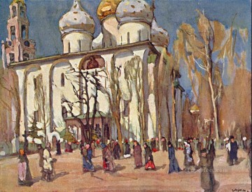 El día de celebración Konstantin Yuon escenas de la ciudad del paisaje urbano Pinturas al óleo
